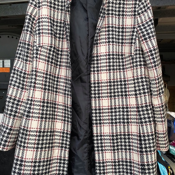 John Meyer plaid funnel neck coat single button - Picture 4 of 8
